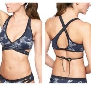 Athleta Floral Wrap Bralette Black White SzS Top Bikini